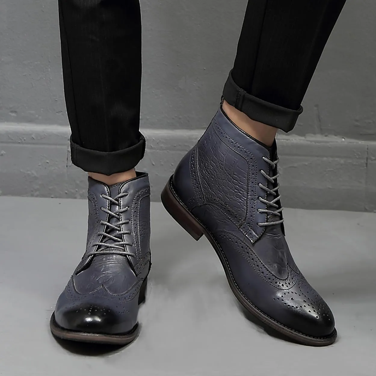 Santimon Men's Oxfords Boots Dress Casual Leather Fashion Wingtips Brogues Chelsea Boots Tuxedo Ankle Danner Boots for Men