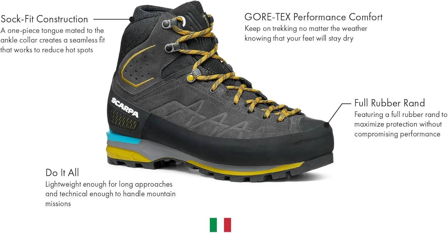 SCARPA Men's Zodiac Tech GTX Waterproof Gore-Tex Boots for Hiking, Trekking, & Mountaineering