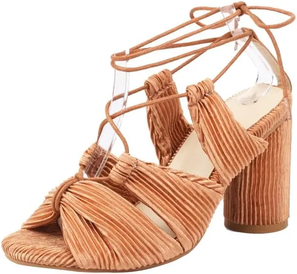 SEIFIN Women's Chunky Strappy Sandals Lace Up Open Toe Ankle Wrap Block High Heels for Women Tie Up Gladiator Sexy Heels for Prom Party Shoes