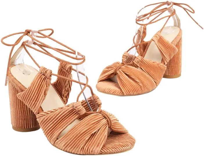 SEIFIN Women's Chunky Strappy Sandals Lace Up Open Toe Ankle Wrap Block High Heels for Women Tie Up Gladiator Sexy Heels for Prom Party Shoes
