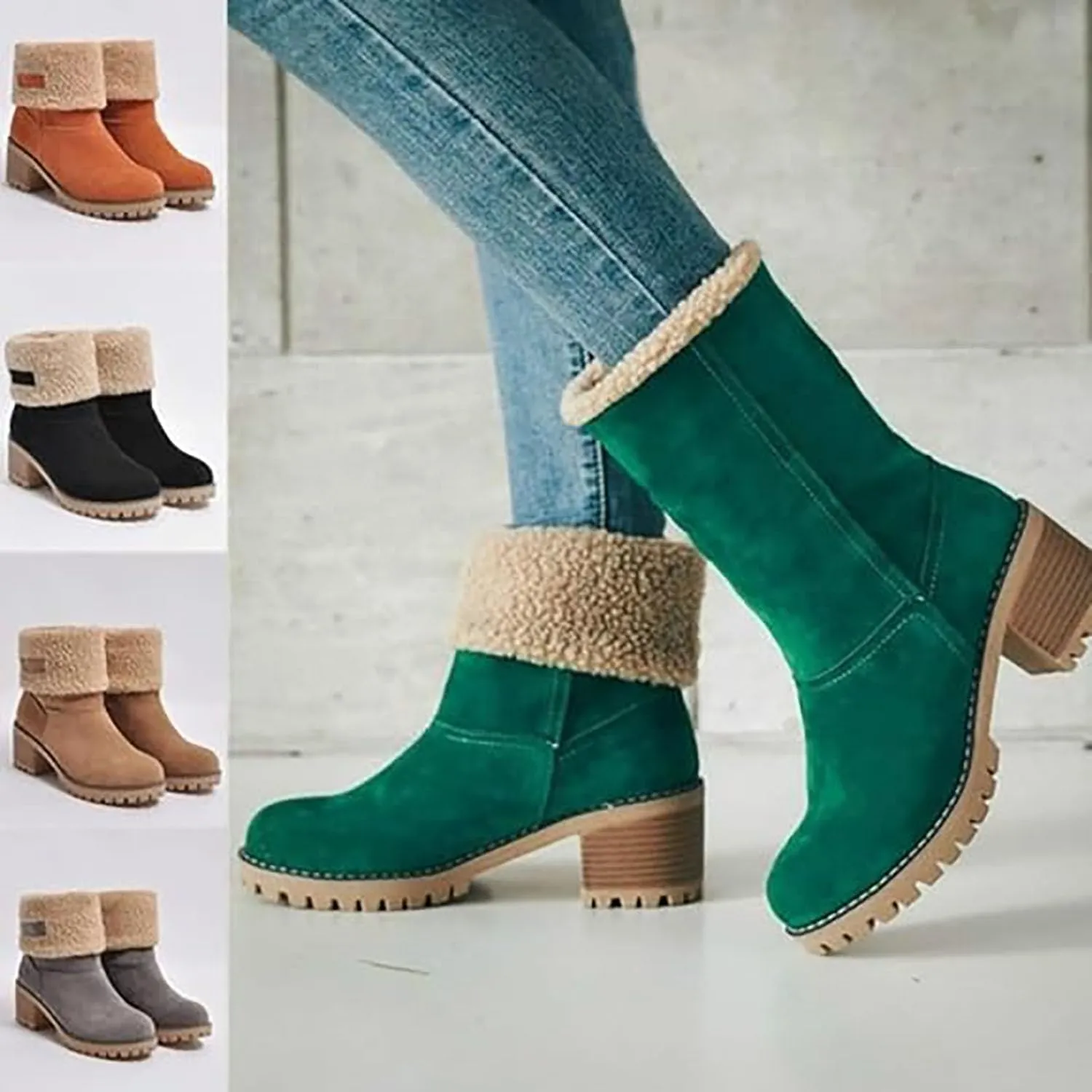 Sherum Bottes D'hiver À Talons Épais Pour Seniors, Libiyi Boots- Seniors' Chunky Heel Winter Boots