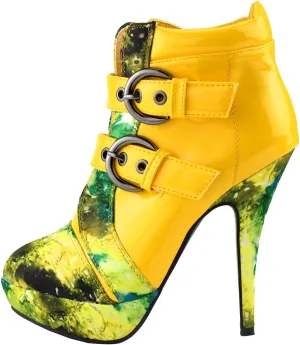 SHOW STORY Punk Buckle Night Sky High Heel Stiletto Platform Ankle Boots,LF30301