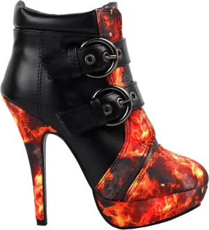 SHOW STORY Punk Buckle Night Sky High Heel Stiletto Platform Ankle Boots,LF30301