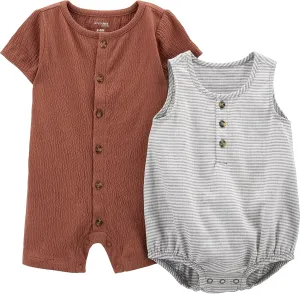 Simple Joys by Carter's baby-boys Button Rompers, Pack of 2