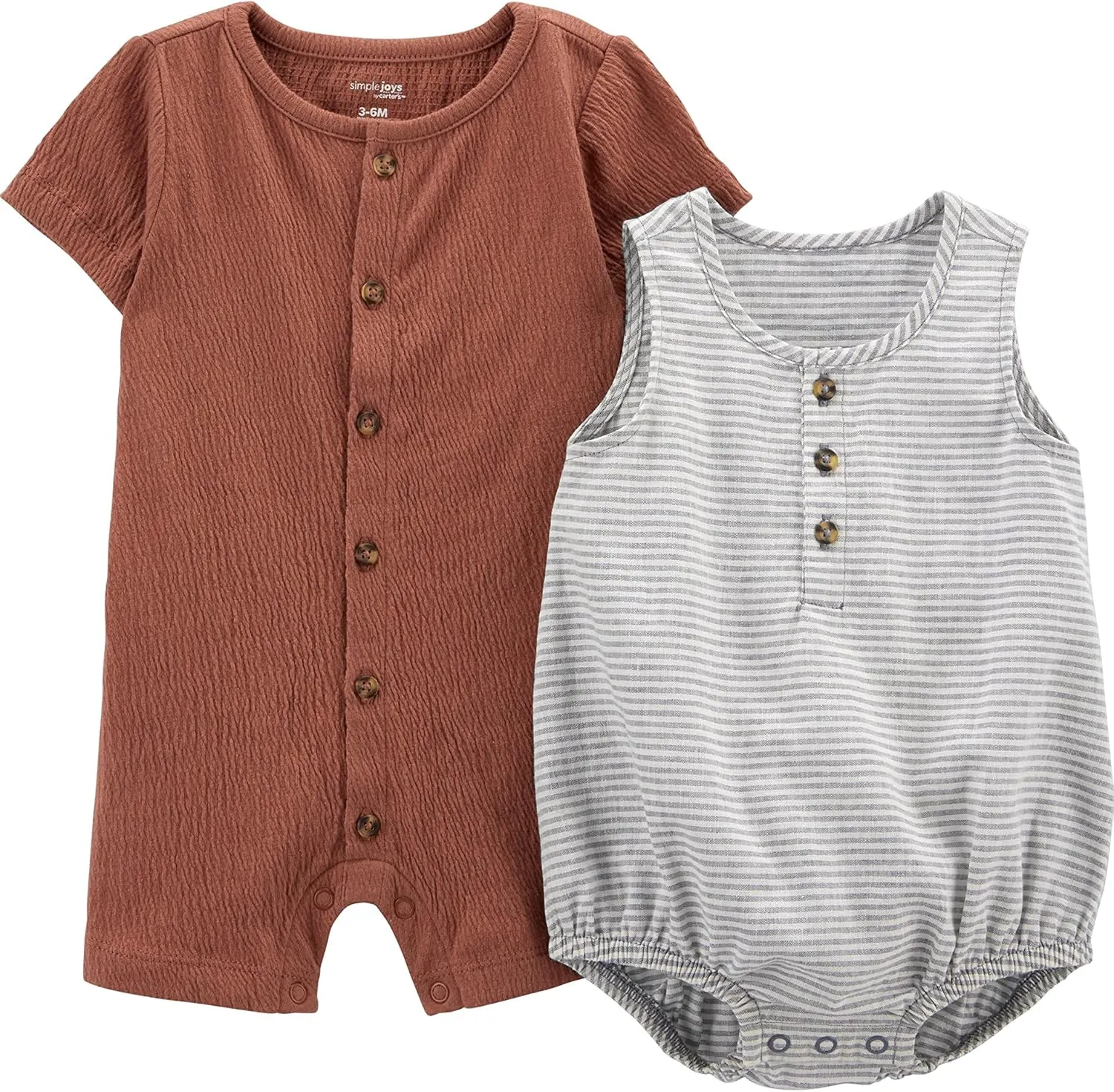 Simple Joys by Carter's baby-boys Button Rompers, Pack of 2