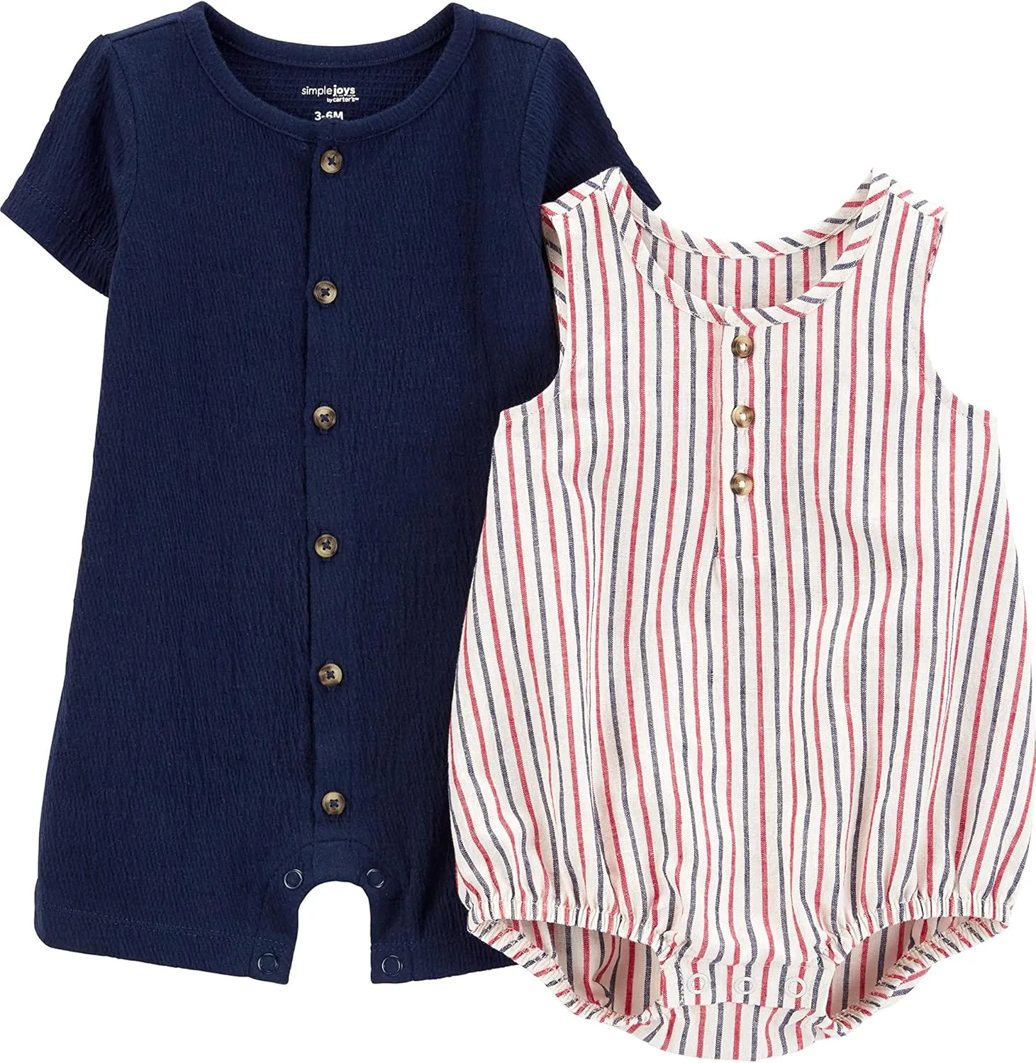 Simple Joys by Carter's baby-boys Button Rompers, Pack of 2
