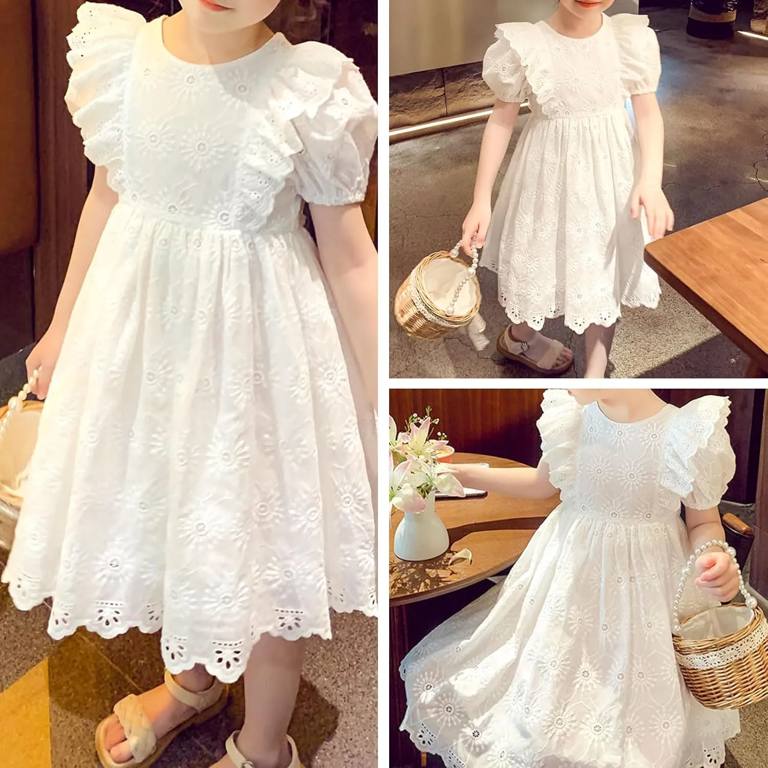 Simplee kids Baby Girl Dress Toddler Casual Dresses Summer Solid Color Floral Girl Clothes