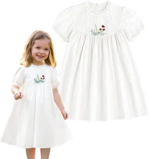 Simplee kids Baby Girl Dress Toddler Casual Dresses Summer Solid Color Floral Girl Clothes