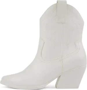 Soda “BLAZING” ~ Women Western Bootie Pointe Toe with Low Heel (Wide Fit Available)