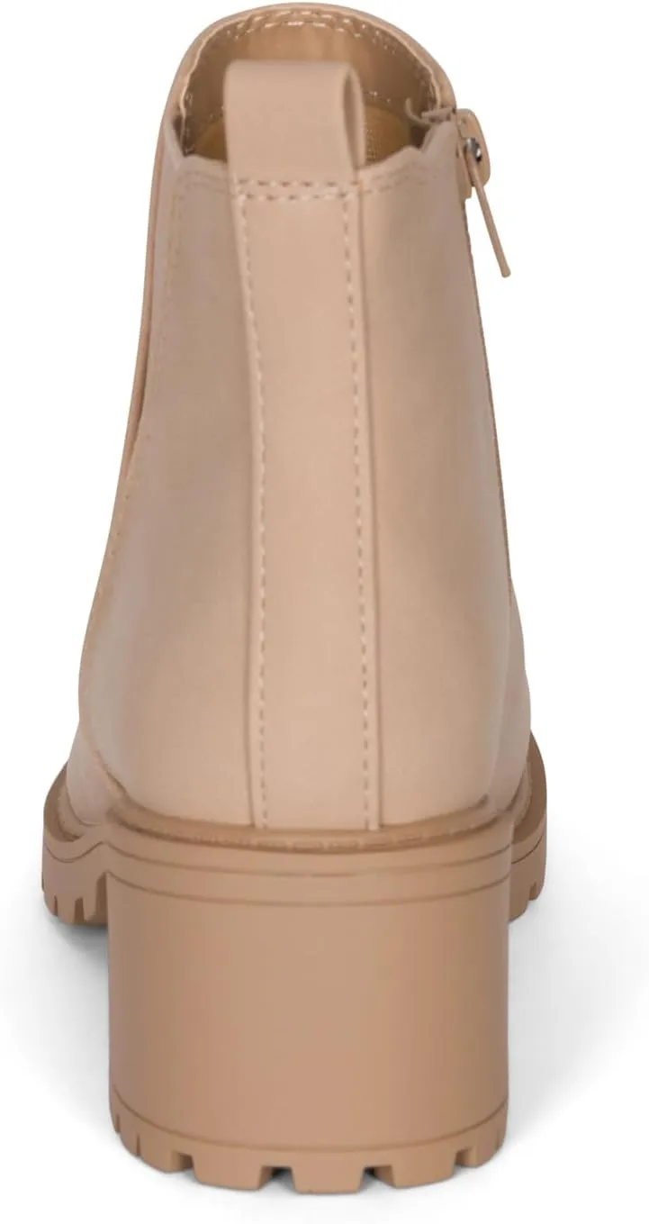 STYLISH S CIELO-K ~ Girls Lug Sole Block Heel Platform Chelsea Ankle Boots with Side Zipper