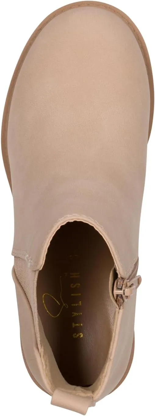 STYLISH S CIELO-K ~ Girls Lug Sole Block Heel Platform Chelsea Ankle Boots with Side Zipper