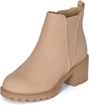 STYLISH S CIELO-K ~ Girls Lug Sole Block Heel Platform Chelsea Ankle Boots with Side Zipper