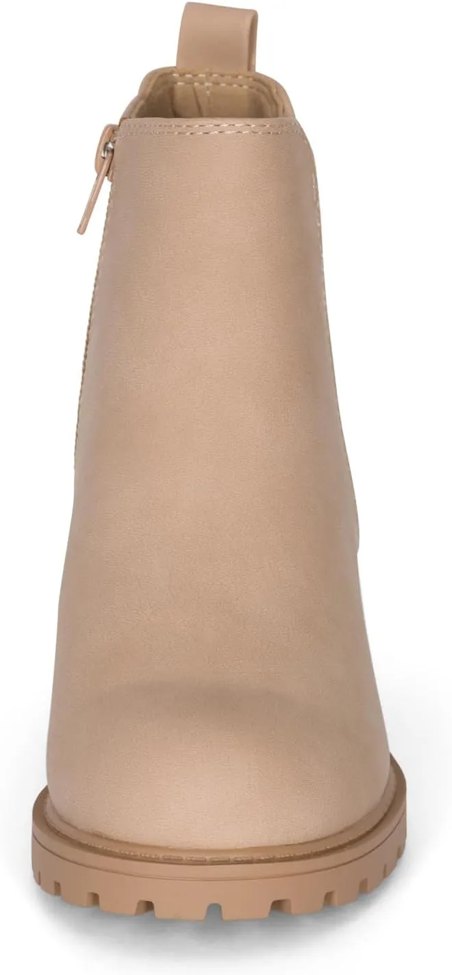 STYLISH S CIELO-K ~ Girls Lug Sole Block Heel Platform Chelsea Ankle Boots with Side Zipper