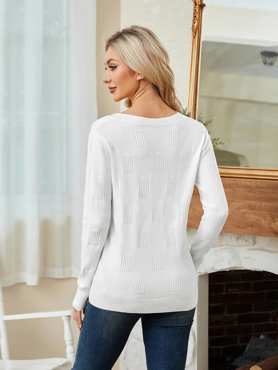 Sweaters for Women Trendy Fall Fashion 2025 Womens Long Sleeve Tops Shirts Blouses V Neck Casual Lightweight Pullover Sweater
