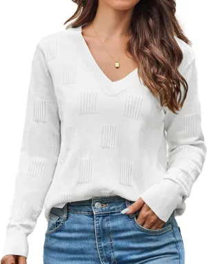 Sweaters for Women Trendy Fall Fashion 2025 Womens Long Sleeve Tops Shirts Blouses V Neck Casual Lightweight Pullover Sweater