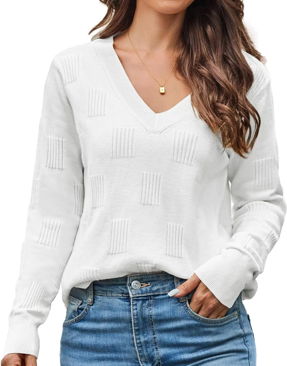 Sweaters for Women Trendy Fall Fashion 2025 Womens Long Sleeve Tops Shirts Blouses V Neck Casual Lightweight Pullover Sweater