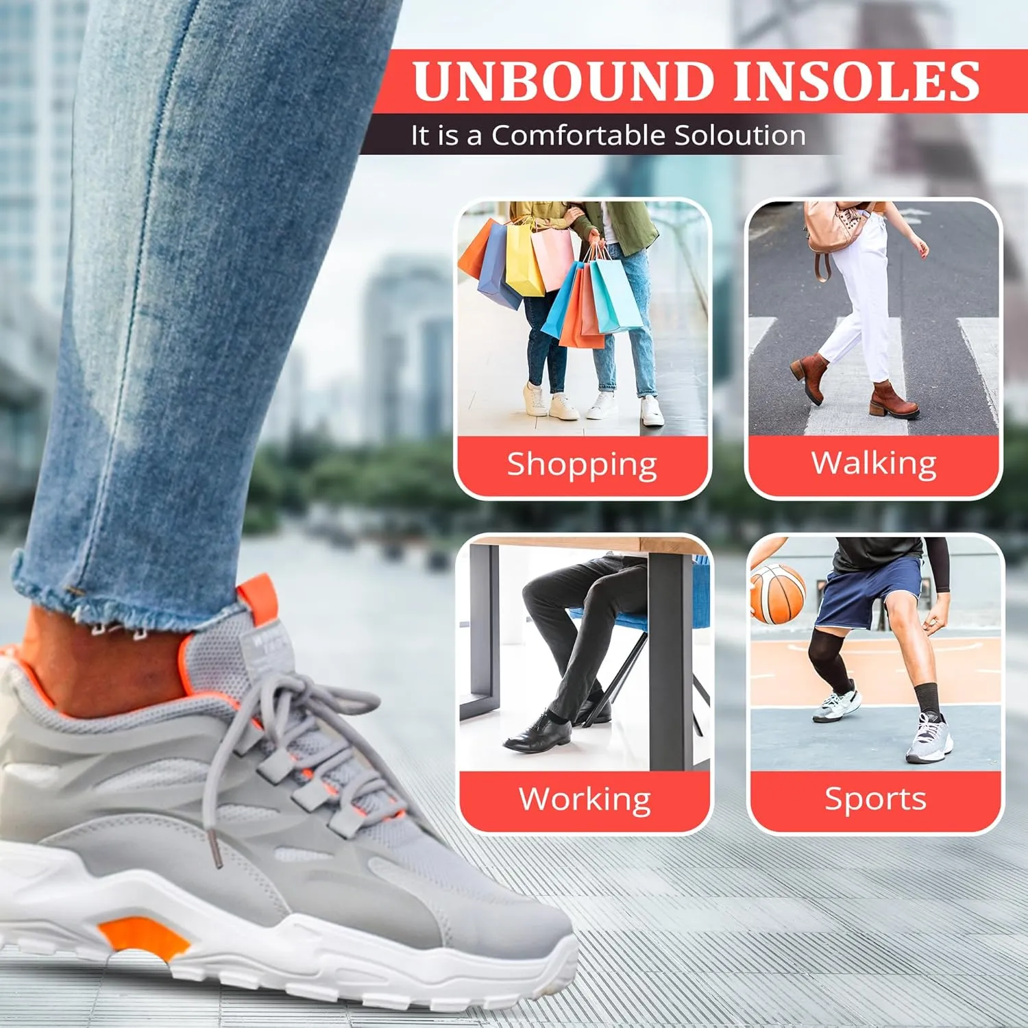 SweetFeet 2024 Orthotic Insoles Support for All-Day Comfort in Men & Women | Anti-Fatigue, Odor Control, Pain Relief | Ideal for Plantar Fasciitis, Flat Feet Inserts for Prolonged Standing