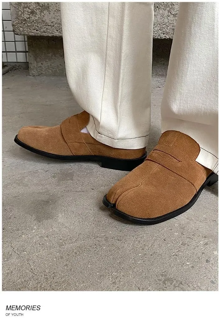 Tabi Shoes for Men Women Split Toe Leather Loafers Alternative Non Slip Breathable Boots Corporate Goth Rave Grunge Cute Kawaii Fashion Trendy Elegant Dressy Pumps Office Business Summer Fall Outdoors
