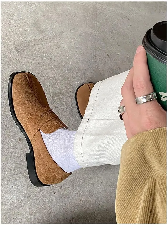 Tabi Shoes for Men Women Split Toe Leather Loafers Alternative Non Slip Breathable Boots Corporate Goth Rave Grunge Cute Kawaii Fashion Trendy Elegant Dressy Pumps Office Business Summer Fall Outdoors