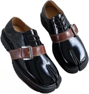 Tabi Shoes for Men Women Split Toe Loafers Leather Platform Alternative Non Slip Breathable Boots Corporate Goth Rave Grunge Cute Kawaii Fashion Trendy Elegant Dressy Pumps Office Summer Fall Outdoors