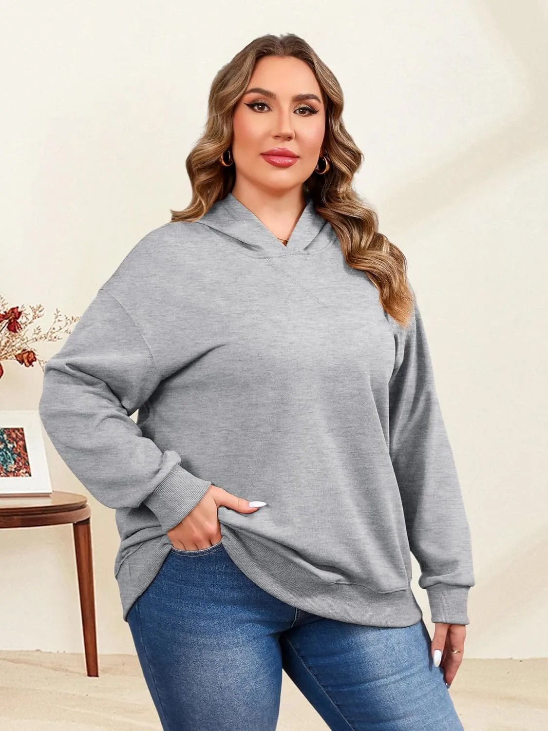 TAKEYAL Plus Size Sweatshirts for Women Pockets Half Zip Pullover Long Sleeve Oversized Drop Shoulder Y2K Clothes