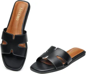 Tanamo Women's Slide Sandals, Comfortable Flats Summer Dressy Casual Beach Open Toe Shoes 2024