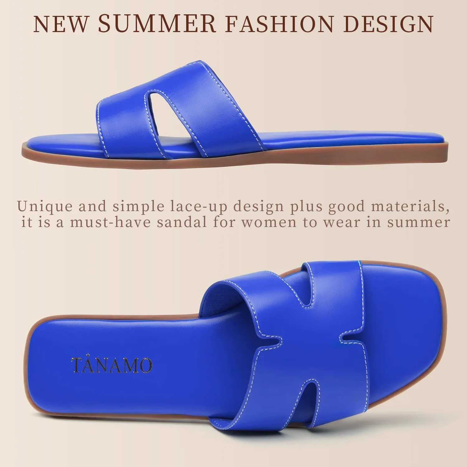 Tanamo Women's Slide Sandals, Comfortable Flats Summer Dressy Casual Beach Open Toe Shoes 2024