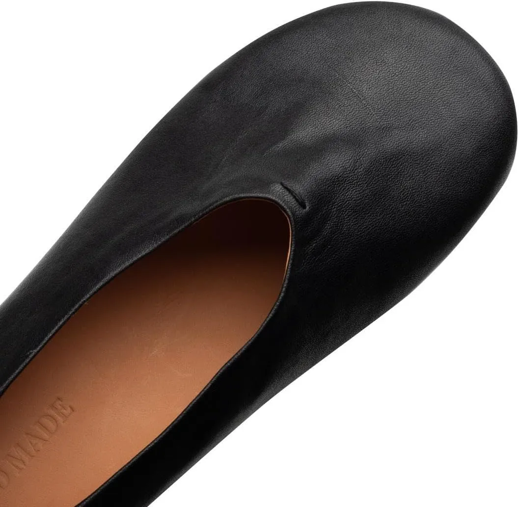 TinaCus Women's Soft Leather Round Toe Elastic Slip On Simple Casual Flats Shoes