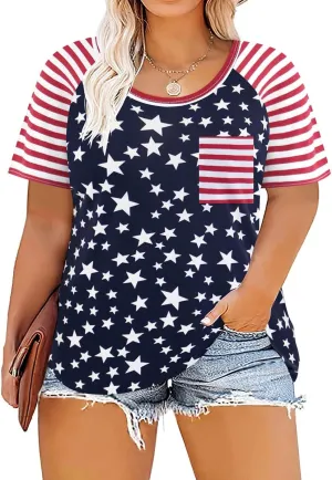 TIYOMI Plus Size T Shirt for Women Short Sleeve Loose Casual Blouse Soft Tops Tie Dye Print Soild Color Shirts XL-5XL 14-28