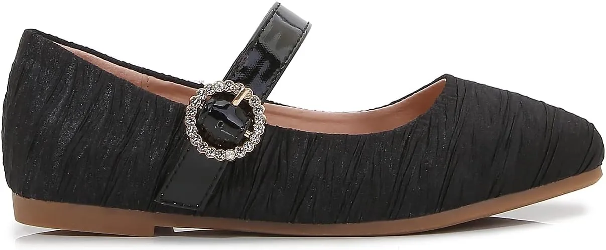 Toddler Flats/Little Girls Dresses Mary Jane Ballerinas Metal Buckle Flats for Wedding Party School