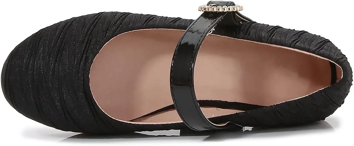 Toddler Flats/Little Girls Dresses Mary Jane Ballerinas Metal Buckle Flats for Wedding Party School