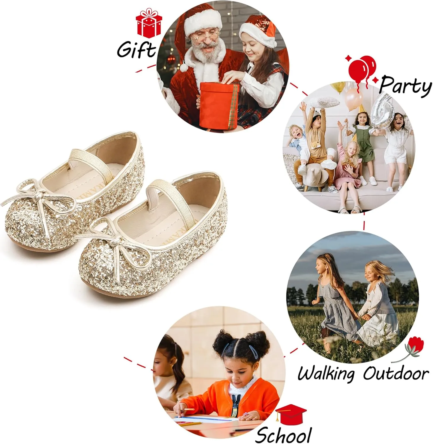 Toddler Flower Girl Dress Shoes - Little Girl Ballet Flats Wedding Party