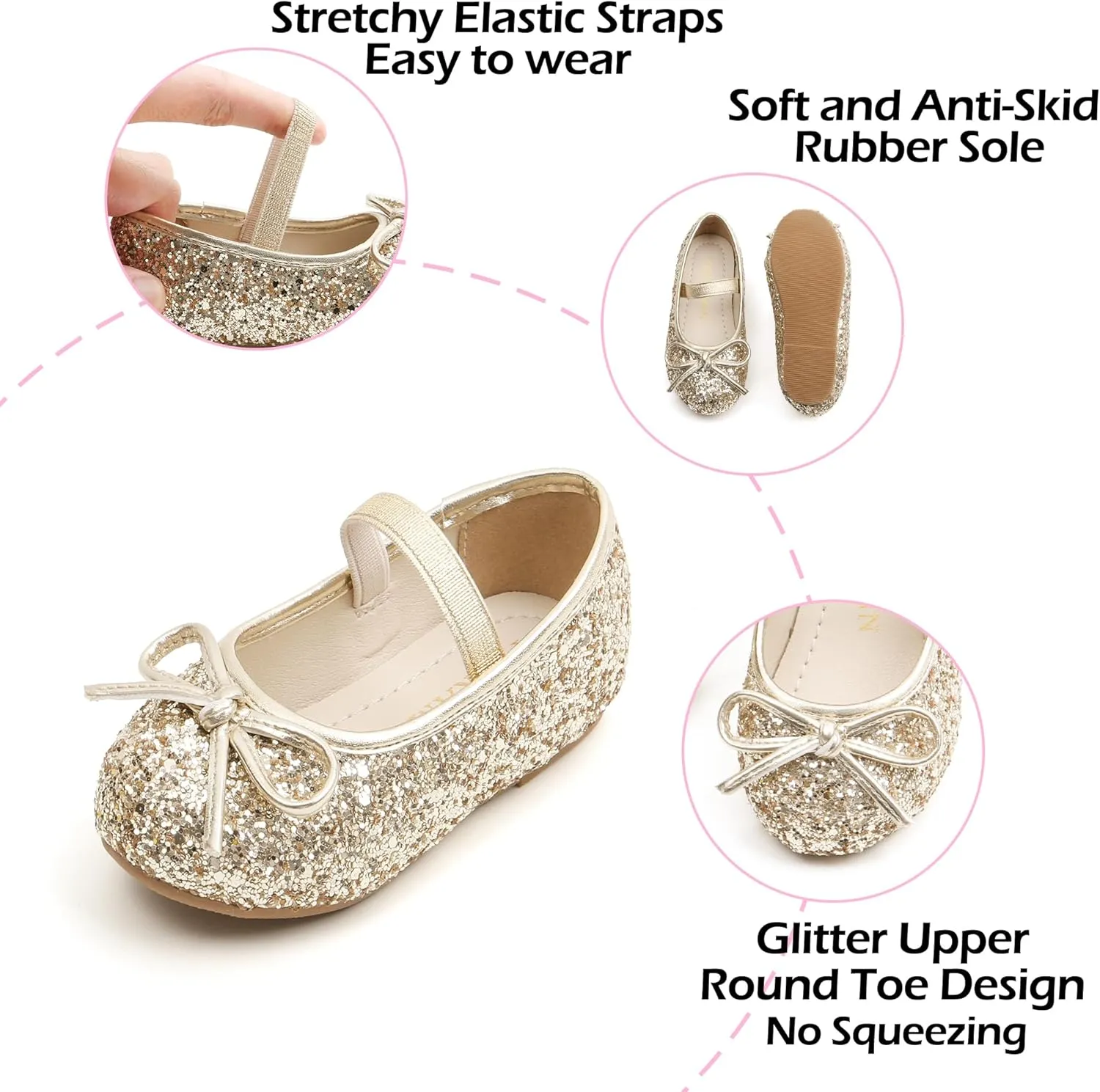 Toddler Flower Girl Dress Shoes - Little Girl Ballet Flats Wedding Party