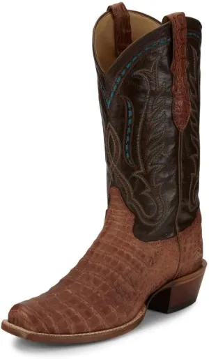 Tony Lama Men`s Tan Caiman Belly Brown Cowhide Top Tan 11.5 D