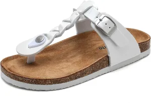 Torotto Boys Girls Cork Footbed Sandals Kids Flip Flops with Adjustable Braided Straps (Toddler/Little Kid/Big Kid)
