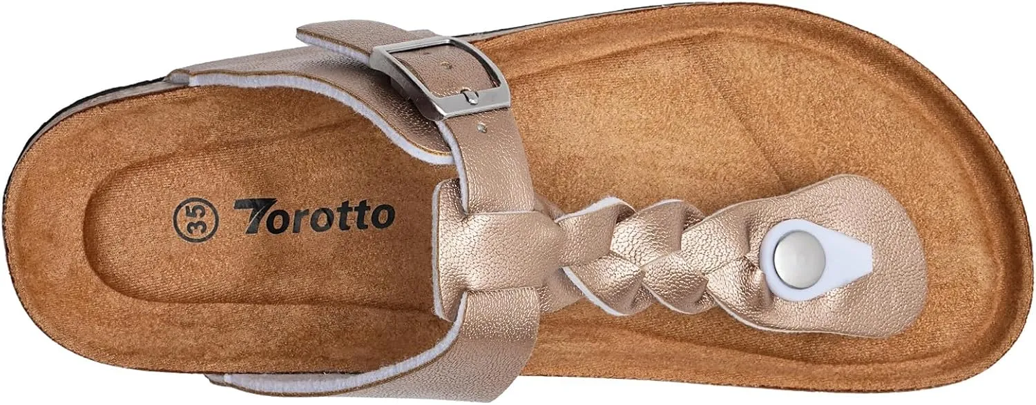 Torotto Boys Girls Cork Footbed Sandals Kids Flip Flops with Adjustable Braided Straps (Toddler/Little Kid/Big Kid)