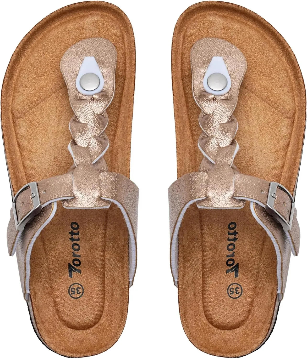 Torotto Boys Girls Cork Footbed Sandals Kids Flip Flops with Adjustable Braided Straps (Toddler/Little Kid/Big Kid)