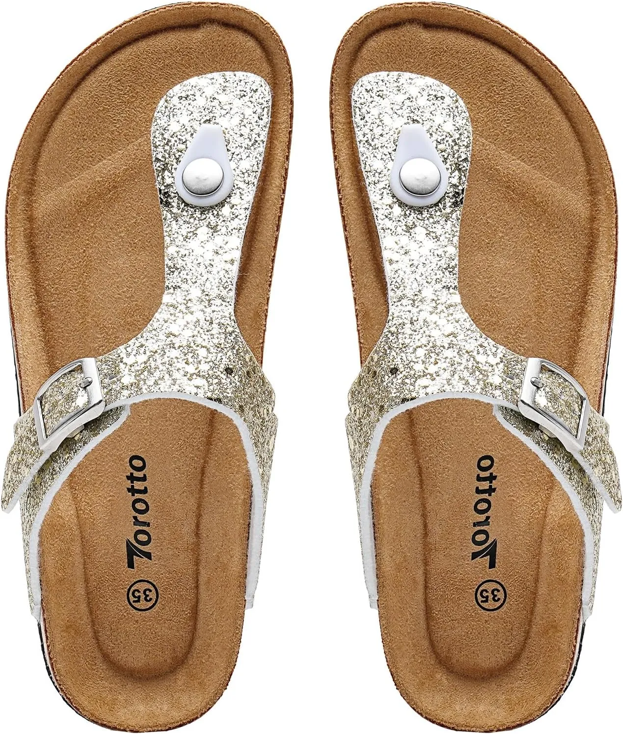 Torotto Boys Girls Glitter Slide Sandals Kids Flip Flops Cork Slipper with Adjustable Straps (Toddler/Little Kid/Big Kid)
