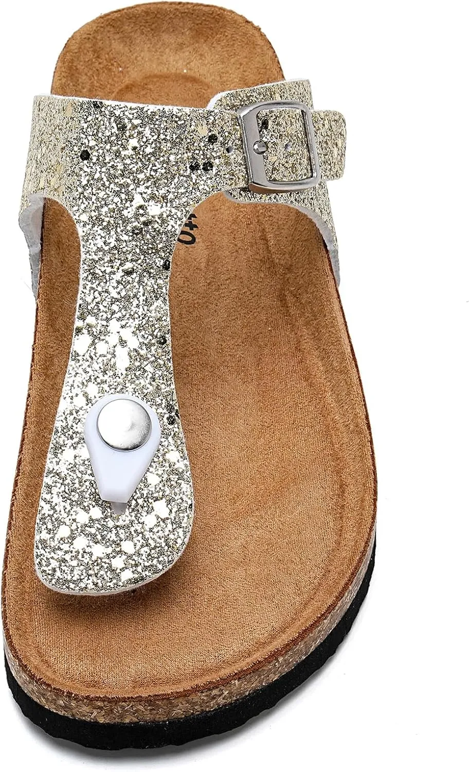 Torotto Boys Girls Glitter Slide Sandals Kids Flip Flops Cork Slipper with Adjustable Straps (Toddler/Little Kid/Big Kid)