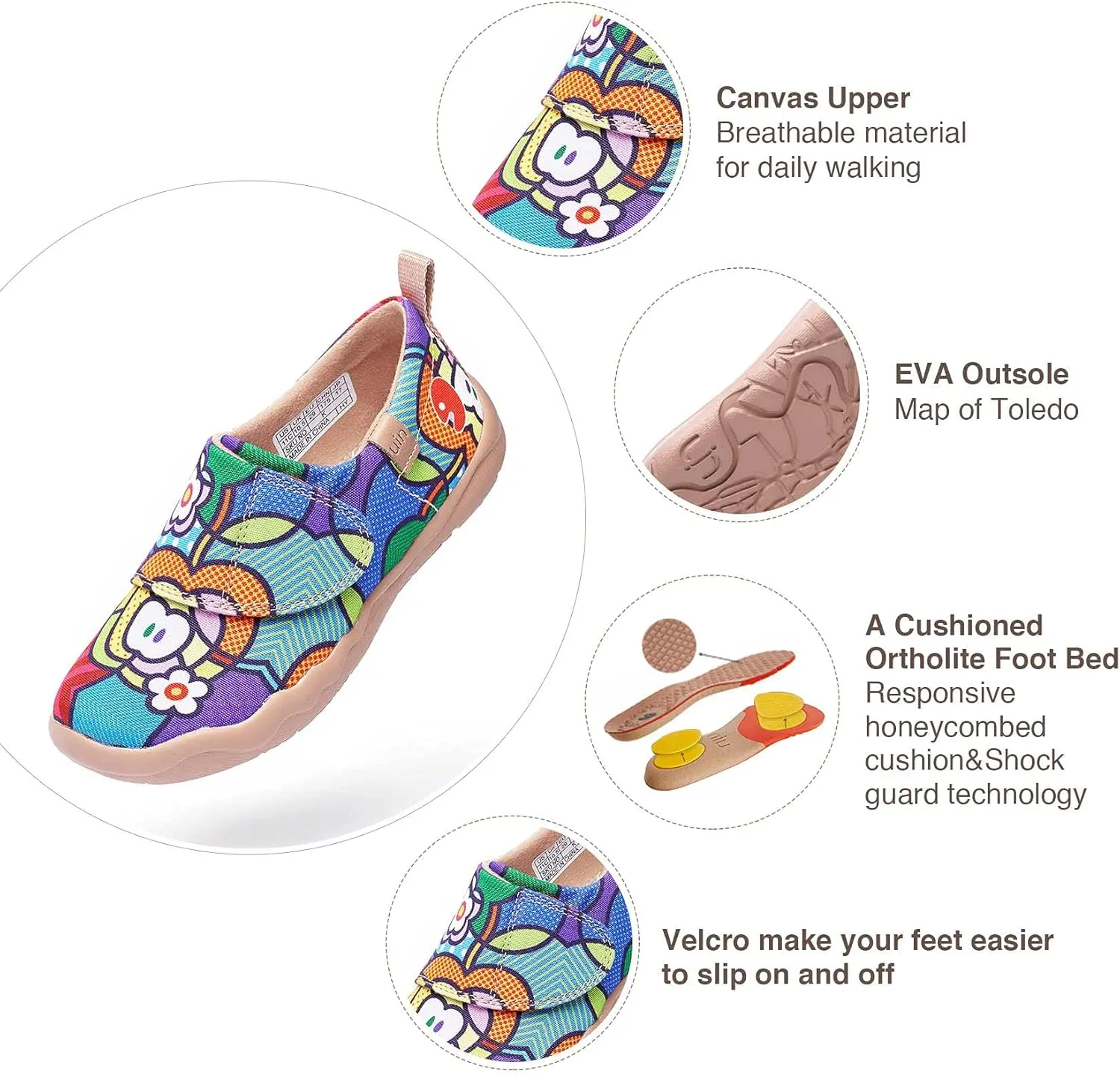 UIN Kid's Casual Slip-on Canvas Loafers Boys Girls Shoes Fashion Sneakers Funny Painted Travel Shoes