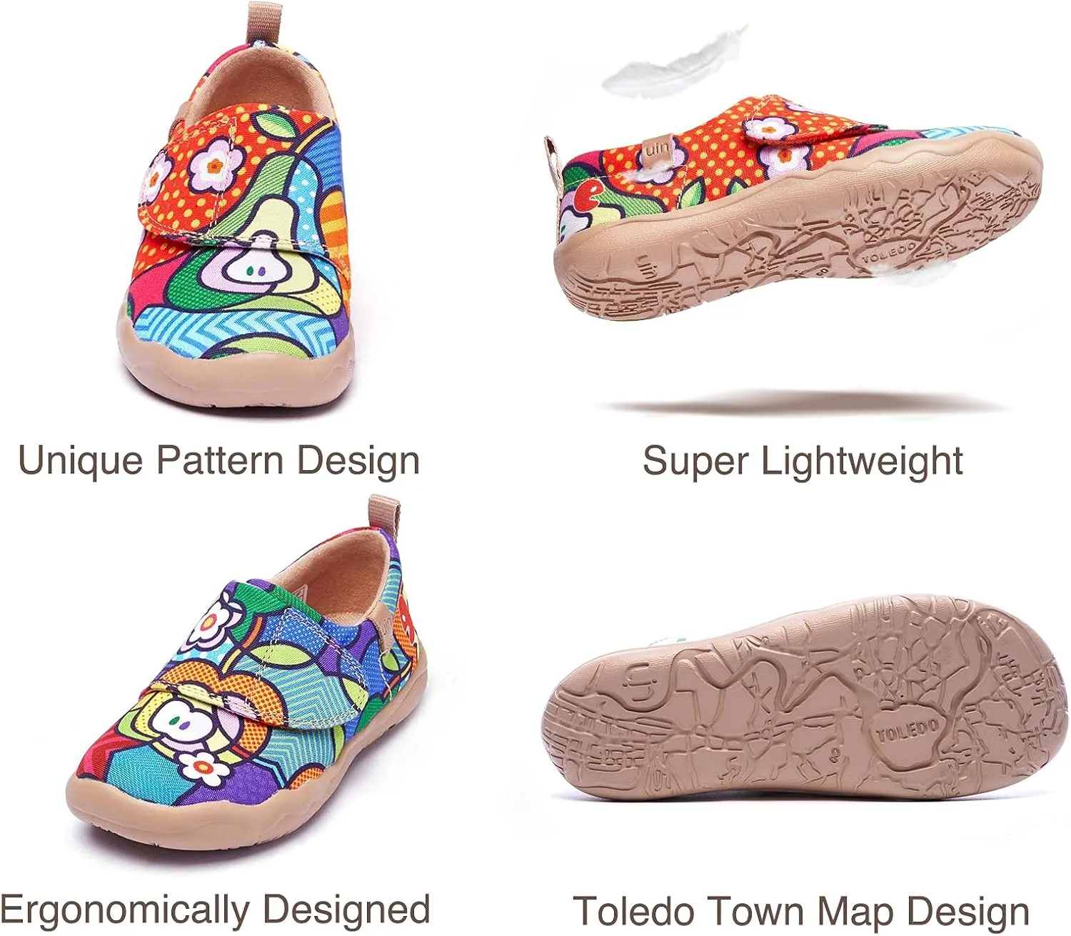 UIN Kid's Casual Slip-on Canvas Loafers Boys Girls Shoes Fashion Sneakers Funny Painted Travel Shoes