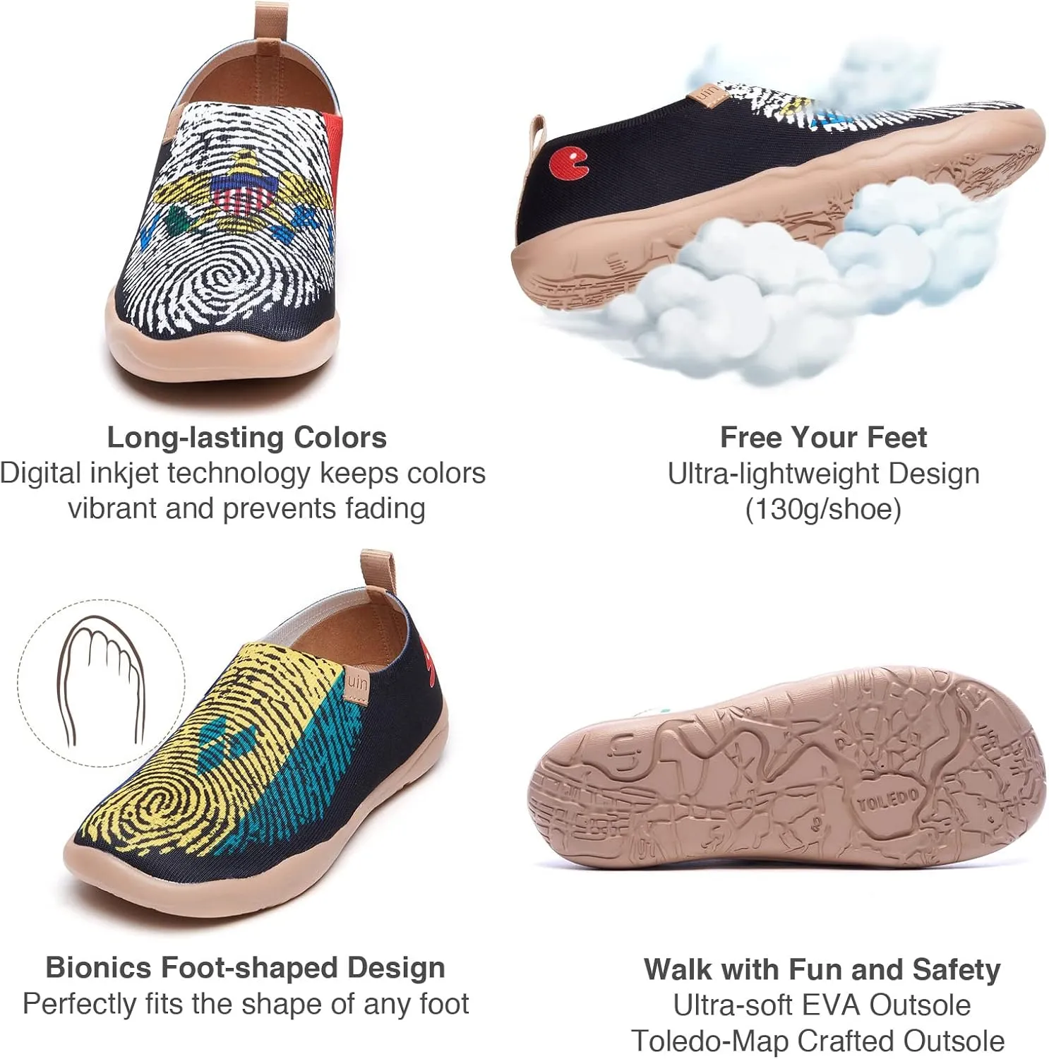 UIN Women's Art Painted Travel Shoes Slip On Casual Knit Loafers Lightweight Comfort Fashion Sneaker Constellation Toledo Ⅰ