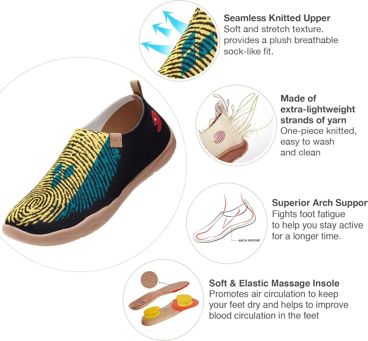 UIN Women's Art Painted Travel Shoes Slip On Casual Knit Loafers Lightweight Comfort Fashion Sneaker Constellation Toledo Ⅰ