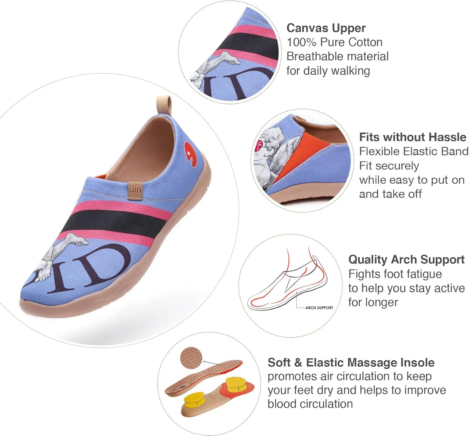 UIN Women's Walking Travel Shoes Slip On Microfiber Casual Loafers Lightweight Comfort Fashion Sneaker Toledo