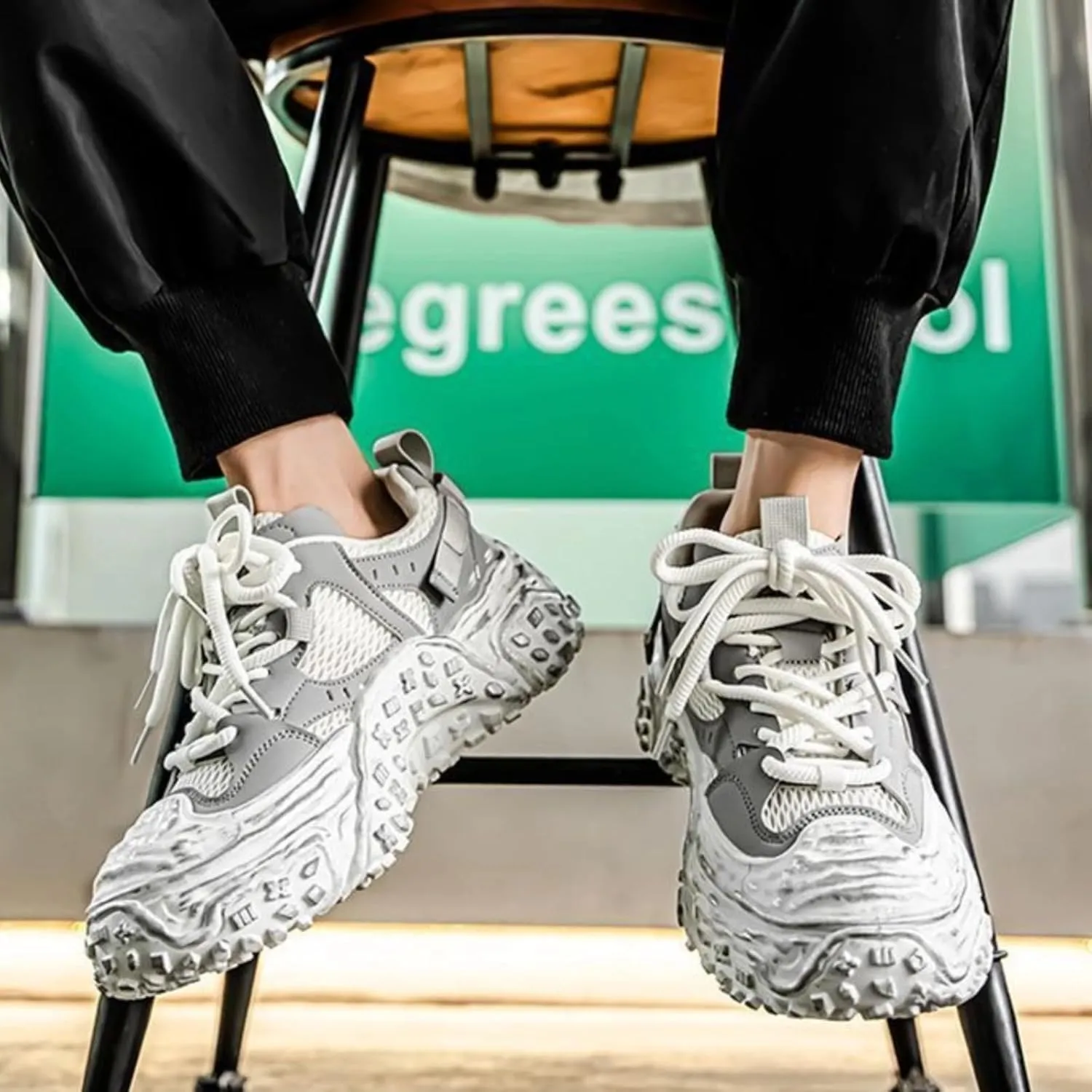 Unisex Chunky Platform Sneakers, Futuristic Techwear Dad Shoes, Y2K Fashion Outdoor Streetwear, Breathable Non Slip