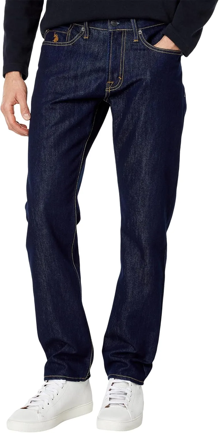U.S. POLO ASSN. (3008 Stretch Slim Straight Five-Pocket Denim Jeans - Jeans for Women - Zip Fly Button Dark Rinse Denim Wash 38 30