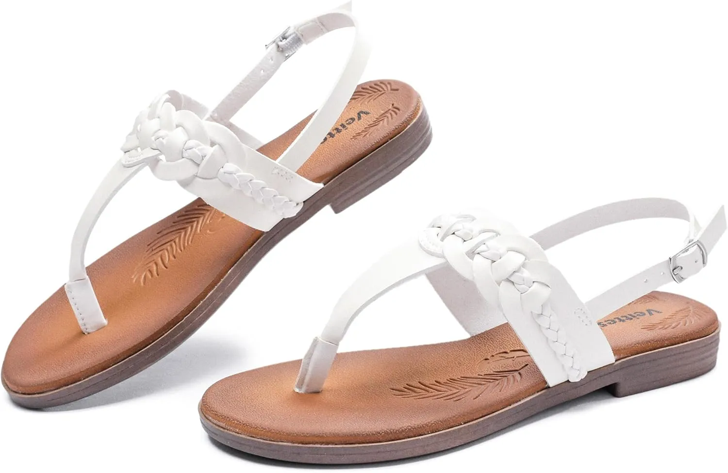 Veittes Women's Flat Slide Sandals - Fashionable Elastic Ankle Strap Comfortable Flat Summer Sandals.
