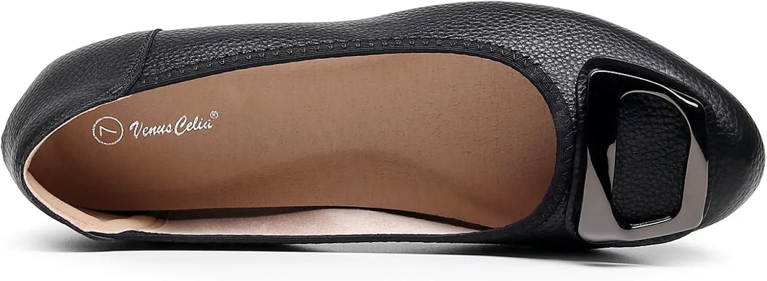 VenusCelia Women's Buckle Dance Flats Shoe