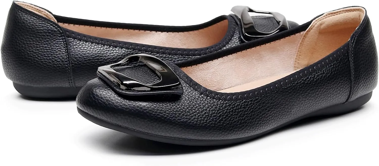 VenusCelia Women's Buckle Dance Flats Shoe
