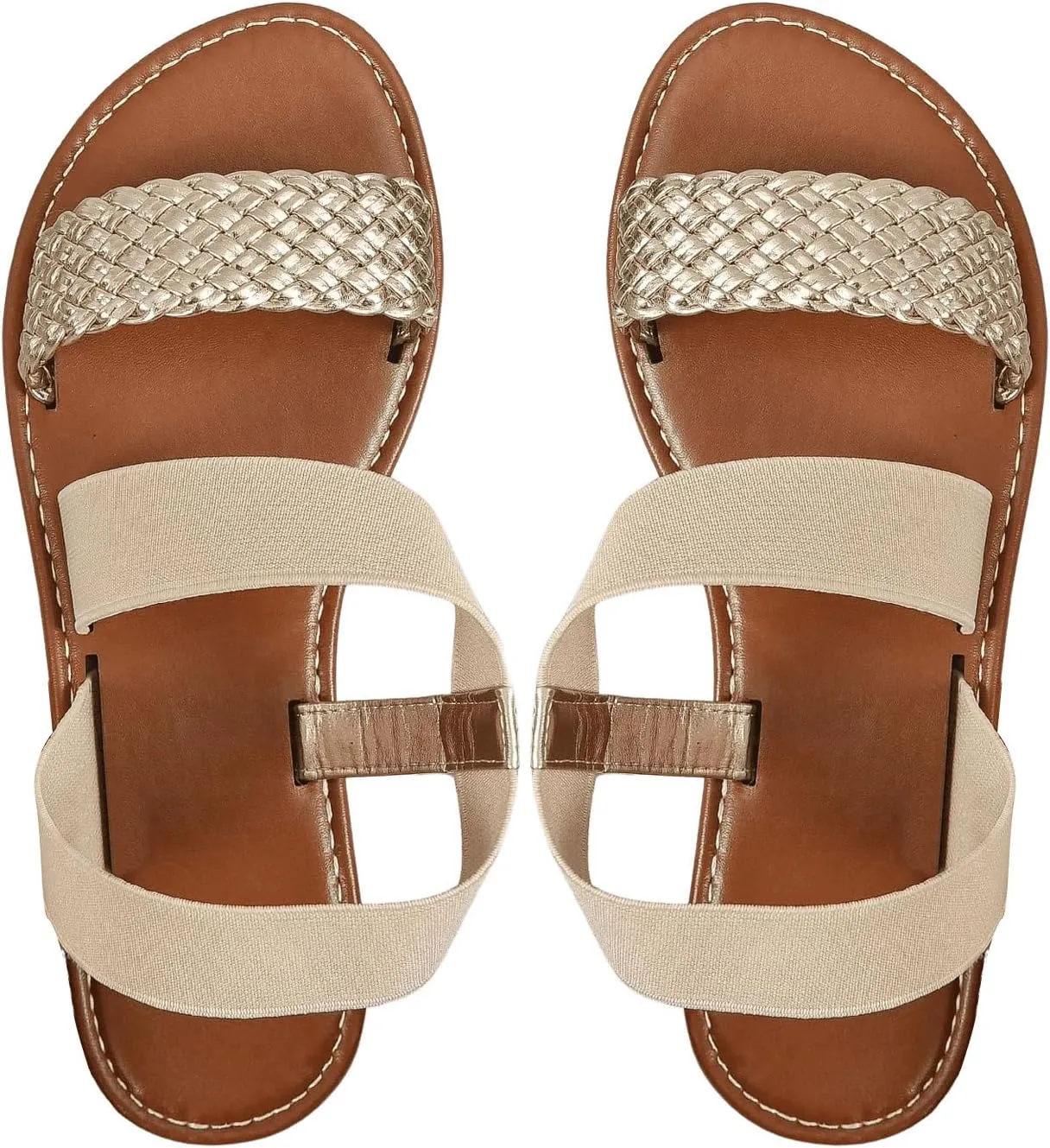 Verdusa Women's Flat Sandals Slip On Summer Open Toe Braided Slingback Shoes